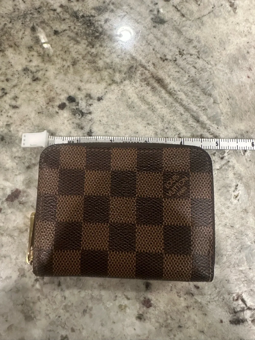 Louis Vuitton Damier Ebene Small Zipped Coin Purse - Dark Brown Checker - Picture 2 of 10